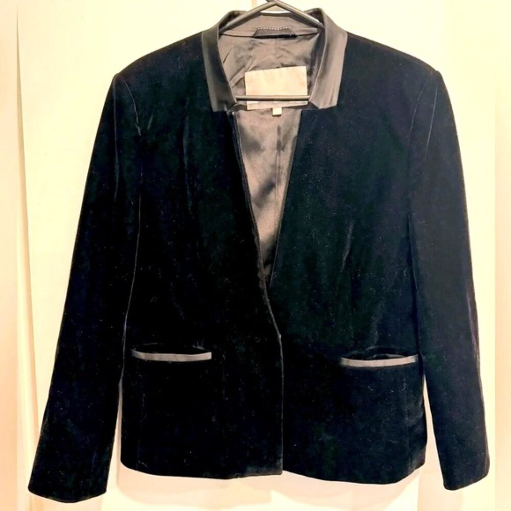 InWear velvet Callia blazer black one button soft office formal fitted rare US14 - Picture 2 of 6